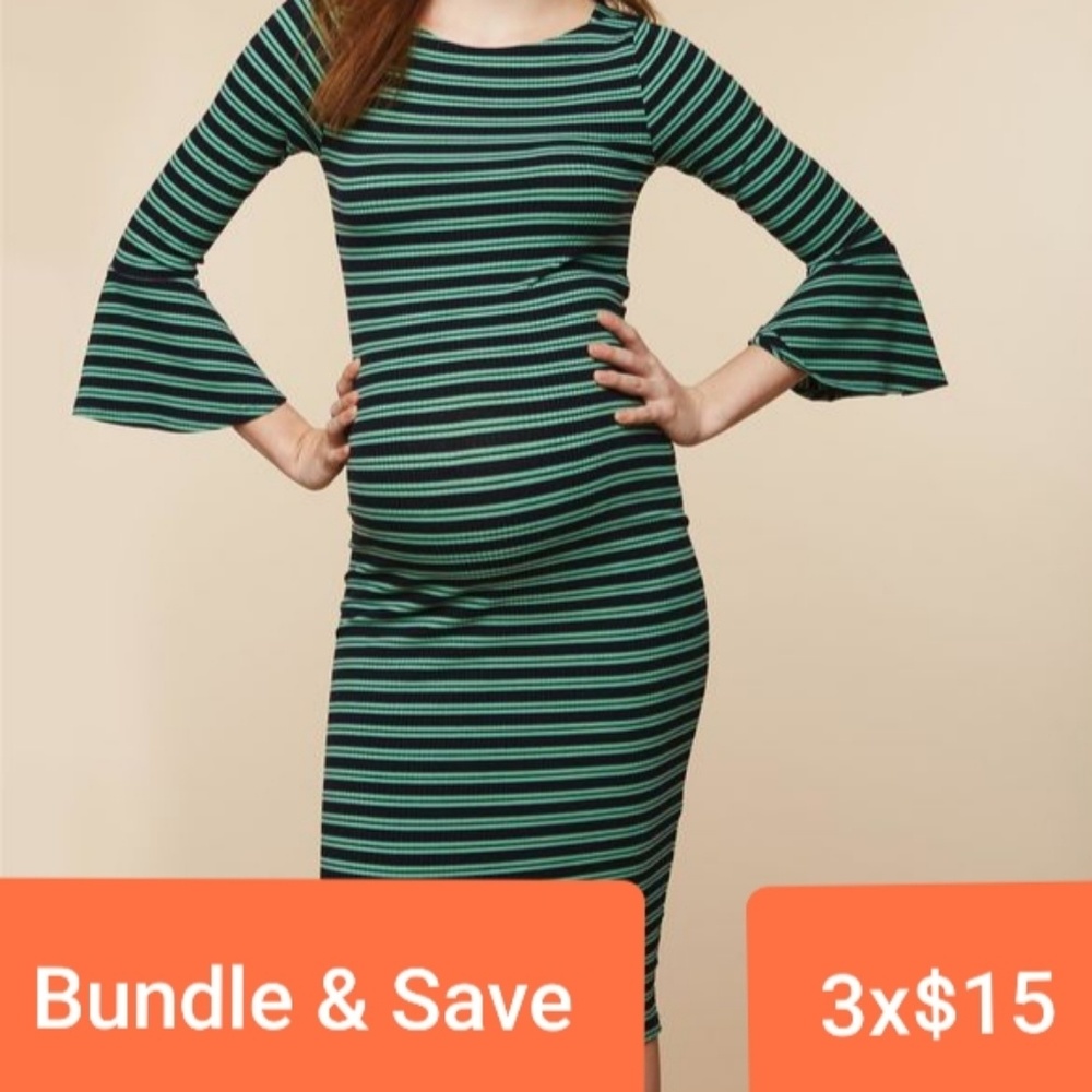 Mimi Maternity rib knit midi maternity dress